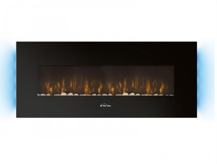 Elektrischer Wandkamin mit Flammeneffekt und Ziersteinen