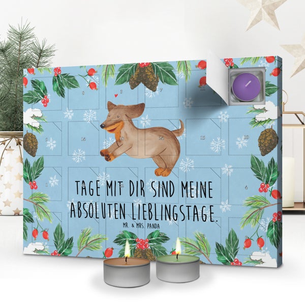 Mr. & Mrs. Panda Duftkerzen Adventskalender Hund Dackel - Blau Pastell