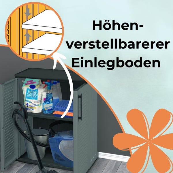 Gartenschrank Wetterfest Outdoor Kunststoff Schrank Kunststoffschrank Haushaltsschrank Mehrzweckschrank Balkonschrank Geräteschrank Terrassenschrank