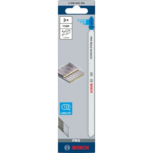 Bosch Stichsägeblatt T718BF für Metallsandwichplatten, 3 Stück