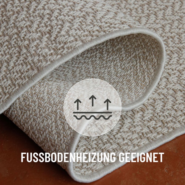 Gewebter Teppich, geeignet für Fußbodenheizung.
