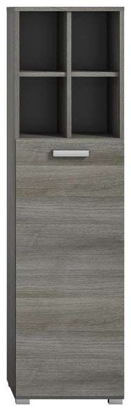 Silver Badschrank 1 Tür, 4 Ablagen rauchfarbenen. 40 X 33 X 146 cm