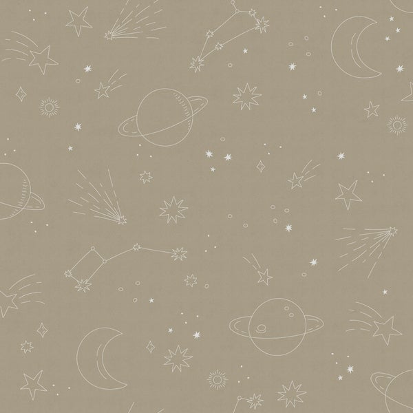 Tapete mit Stern-, Mond- und Planetenmotiven