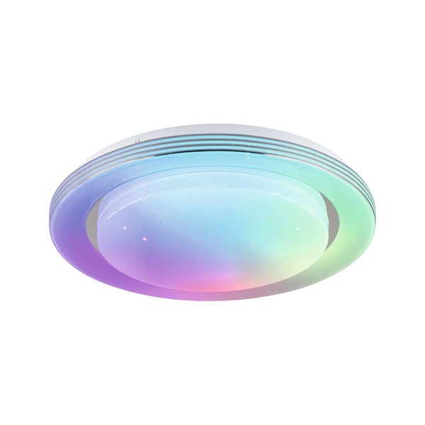 LED Deckenleuchte Rainbow mit Regenbogeneffekt RGBW+ 1600lm 230V 22W dimmbar Chrom, Weiß