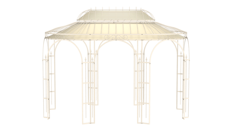 Pavillon ELEO Verona 4 x 2,9 m weiß - pulverbeschichtet | mit Sonnensegel ecru