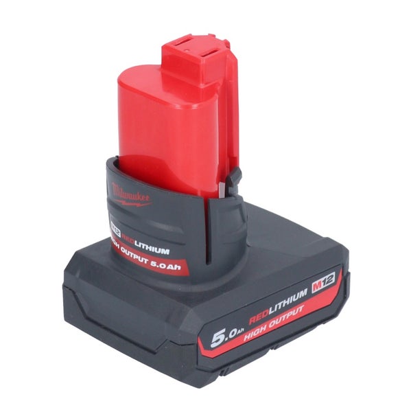 Milwaukee M12 RedLithium High Output Akku-Pack mit 5,0 Amperestunden Kapazität.