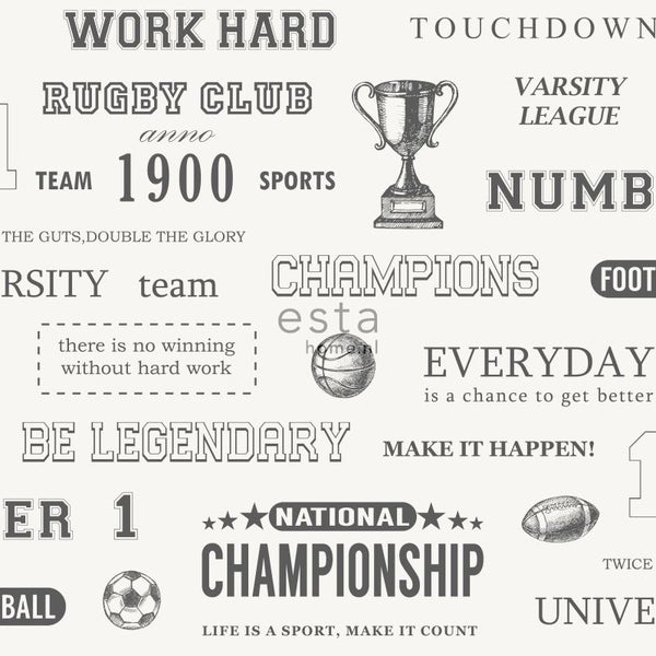 Grafik mit Sportmotiven und Schriftzügen
