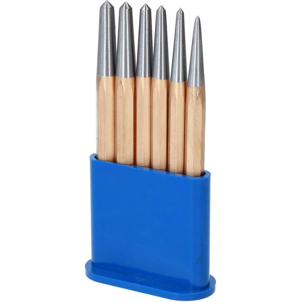 Sechs Körner in blauer Kunststoffhalterung