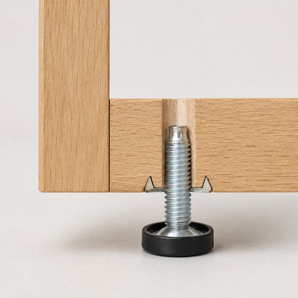 Stellfuß mit Metallgewinde und Kunststoffgleiter für Holzmöbel