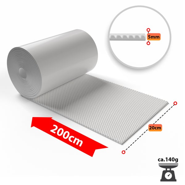 Rolle Trittschalldämmung, 200 cm lang, 20 cm breit und circa 5 mm dick
