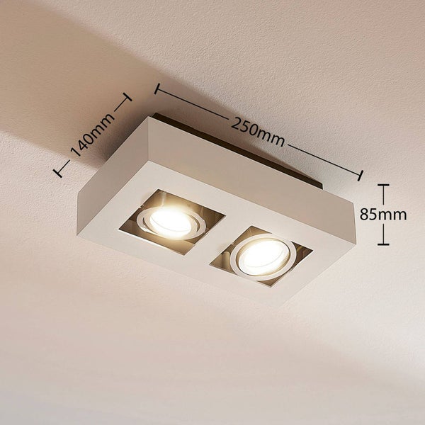 Arcchio Strahler Vince (Modern) in Weiß aus Aluminium (2 flammig, GU10) - Deckenlampe Deckenleuchte Lampe Spot Flurleuchte