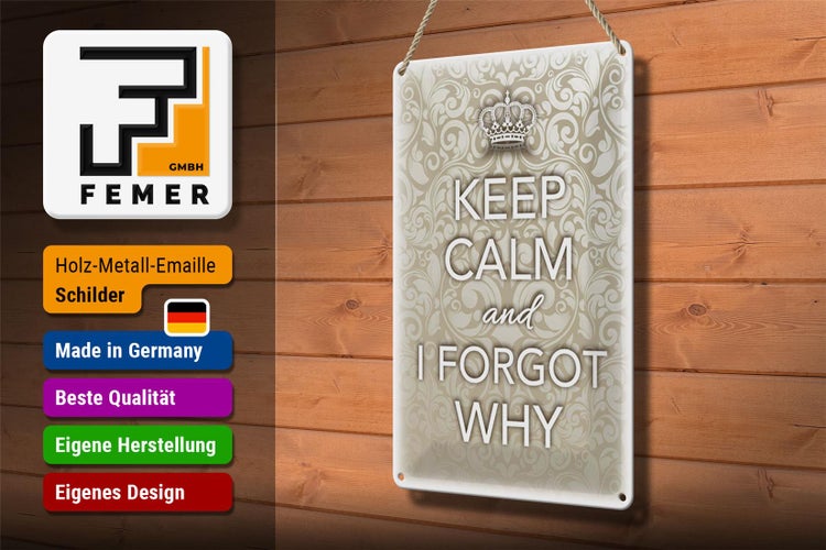 Blechschild Spruch 20x30cm Keep Calm and i forgot why