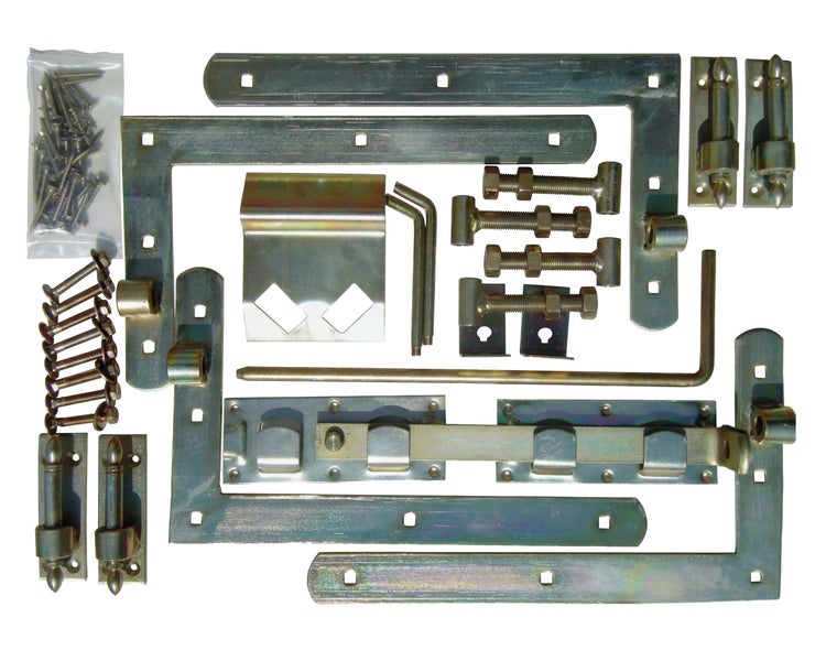 Verschiedene Beschläge, Schrauben und Bolzen für Tor und Zaun