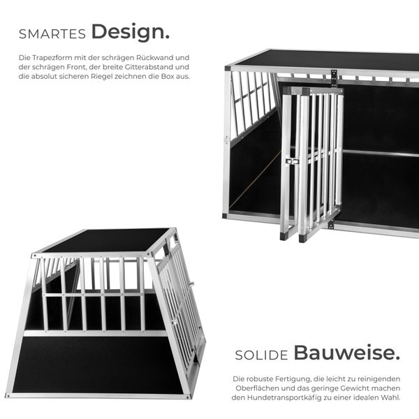 Hundetransportbox mit Trapezform und Gittertür
