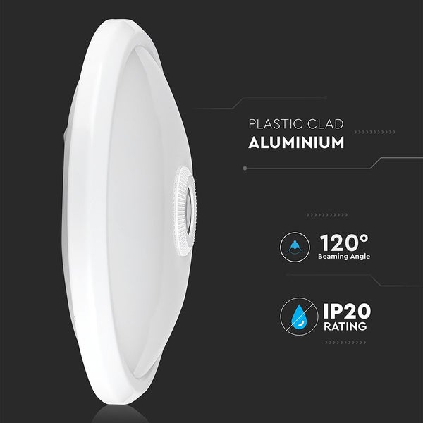 Deckenleuchte aus kunststoffbeschichtetem Aluminium mit 120 Grad Abstrahlwinkel und Schutzart IP20