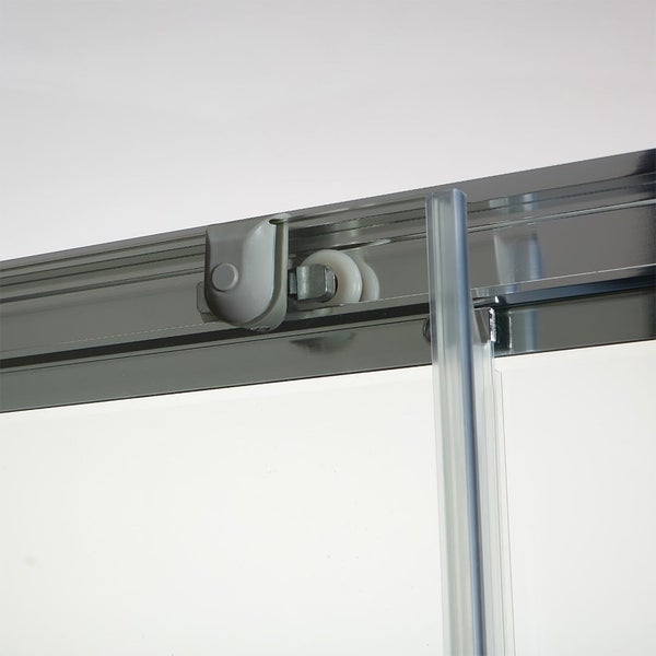 Detail einer Duschkabine mit Schiebetür und Rollenführung