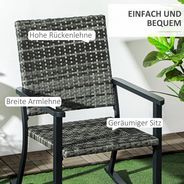 Outsunny Rattan Schaukelstuhl, für Balkon, Terrasse, 62 x 75 x 95 cm, Stahl, PE Rattan, Grau