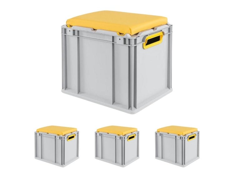PROREGAL SparSet 4 x Eurobox NextGen Seat Box Gelb HxBxT 36,5 x 30 x 40 cm 30 Liter Griffe Offen Eurobehälter Sitzbox Transportbox