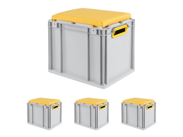 PROREGAL SparSet 4x Eurobox NextGen Seat box Gelb HxBxT 365 x 30 x 40 cm 30 Liter Griffe Offen Eurobehälter Sitzbox Transportbox