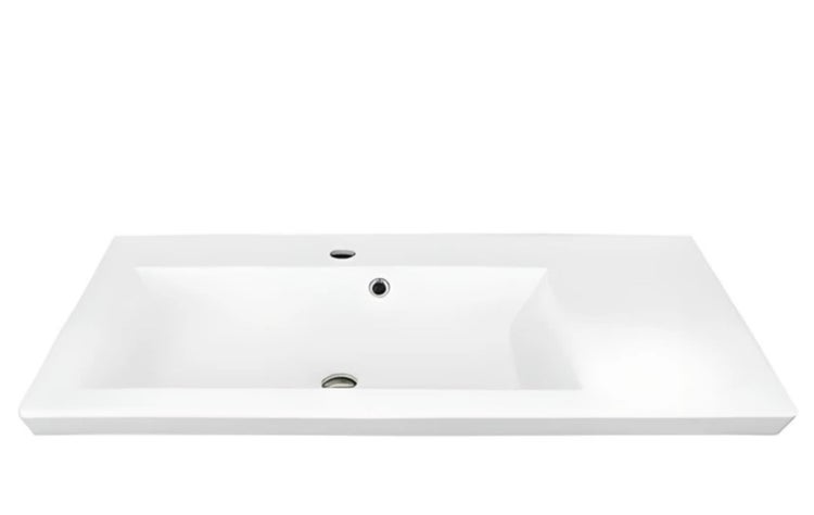 Rechteckiger Waschtisch aus Keramik mit Hahnloch und Überlauf