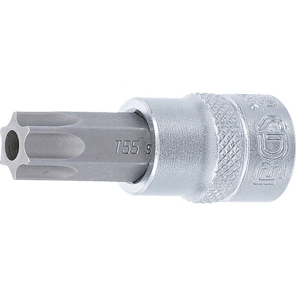 BGS Bit-Einsatz Antrieb Innenvierkant 10 mm (3/8) T-Profil (für Torx) mit Bohrung T55 - 2599