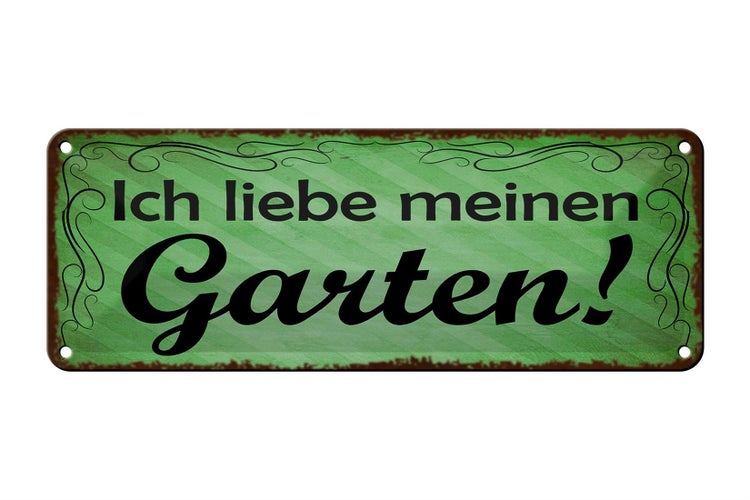 Blechschild Spruch 27x10cm ich liebe meinen Garten Dekoration