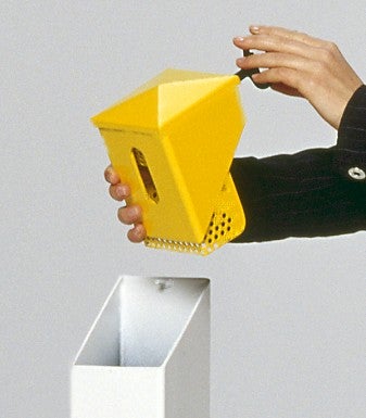 PROREGAL Eckiger Ascher Standsäule Mit Abnehmbarem Kopfteil 9,4 Liter HxBxT 100,5 x 30 x 30 cm Verzinkter Stahl Weiß