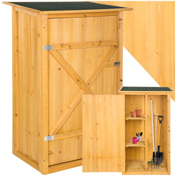 Gartenschrank mit Flachdach tectake Taman aus imprägniertem Nadelholz 75 x 56 x 118 cm