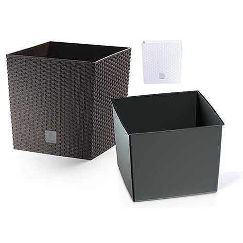 PROREGAL Blumentopf Rattan Quadrat 320x320x 325mm 32Lit Rato niedrig, braun