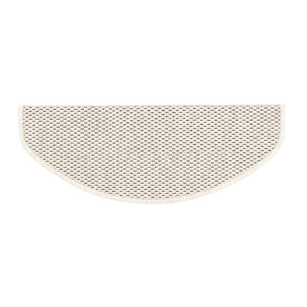 FLOORDIREKT Stufenmatte Kalkutta - Sisaloptik - Schlingenpol - Selbstklebend - Creme - Halbrund - 23,5 x 65 cm