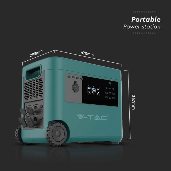 Tragbare Powerstation mit den Maßen 292 mm x 470 mm x 367 mm