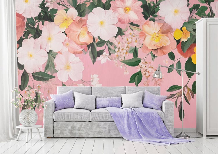 Fototapete Blumen Blätter Schlafzimmer Vlies Tapete 350x250 cm