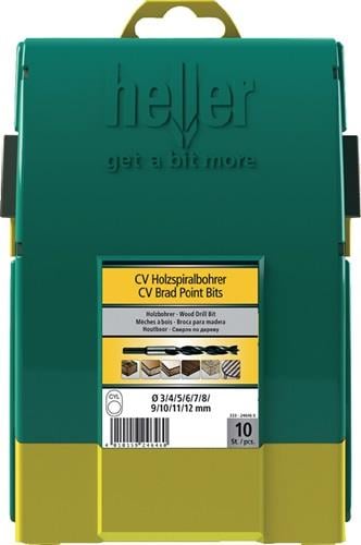 Heller Holzbohrer Set mit 10 Spiralbohrern in einer Kunststoffbox