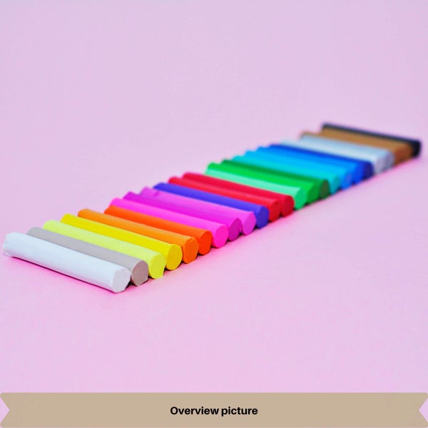 Reihe von bunten zylindrischen Softpastellkreiden zum Zeichnen und Gestalten.
