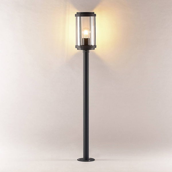 Lindby Außenleuchte Ojali (spritzwassergeschützt (Modern) in Schwarz aus Aluminium (1 flammig, E27) - Wegeleuchte Pollerleuchte Wegelampe Sockelleuchte