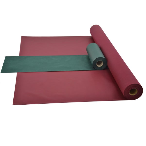 Sensalux Kombi-Set 1 Tischdeckenrolle 1m x 25m bordeaux + Tischläufer 30cm grün