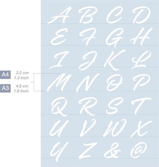 QBIX Buchstabenschablone Dekorative Buchstaben A4 Größe Kunststoff - Höhe Buchstaben 2-3cm