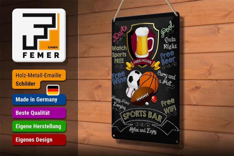 Blechschild Spruch 20x30cm sports bar happy hour Beer darts
