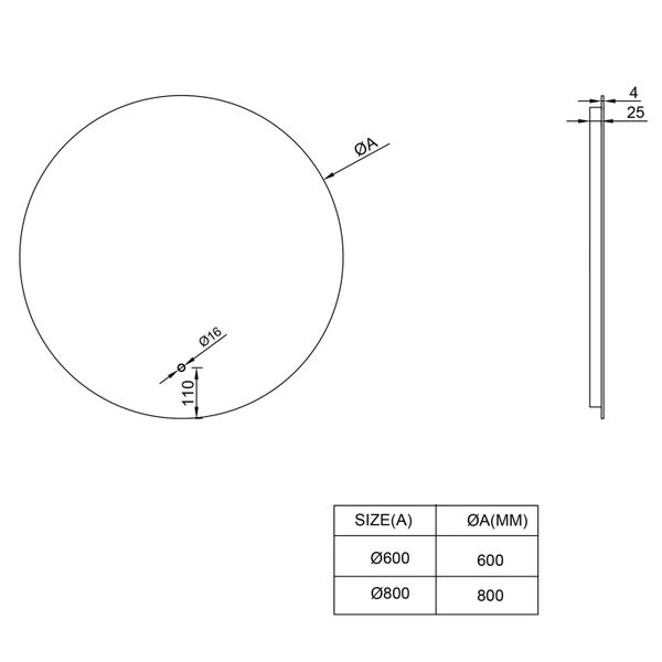 LED Spiegel Ø 60/80/100 cm mit Spiegelheizung Warm-/Kaltlichteinstellung Badspiegel
