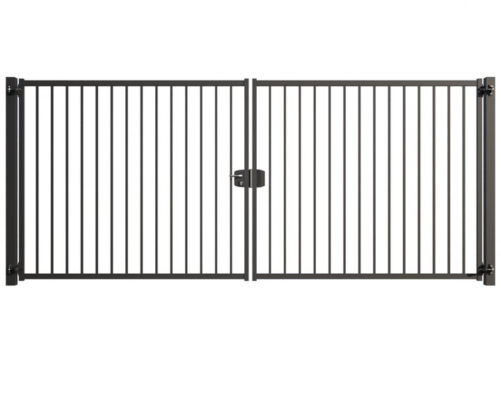 Doppelflügeltor aus Metall mit Schloss für den Gartenzaun