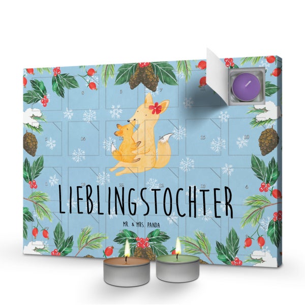 Mr. & Mrs. Panda Duftkerzen Adventskalender Fuchs Mama - Blau Pastell