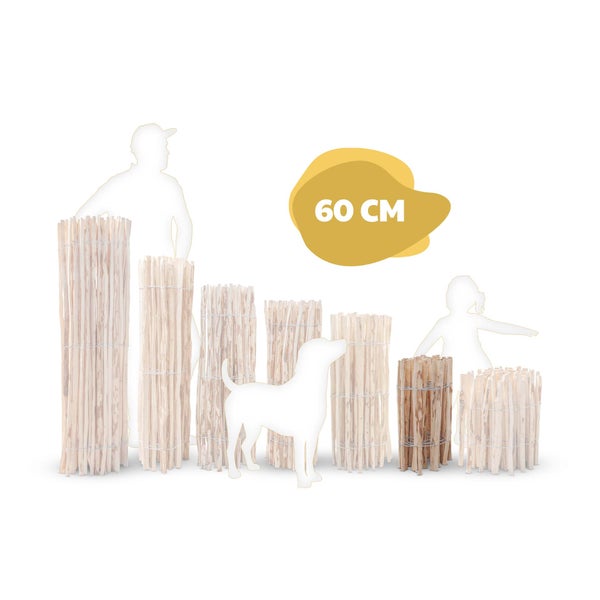 Staketenzaun Haselnuss Höhe 60 cm, Länge 5 Meter, Lattenabstand 7-9 cm
