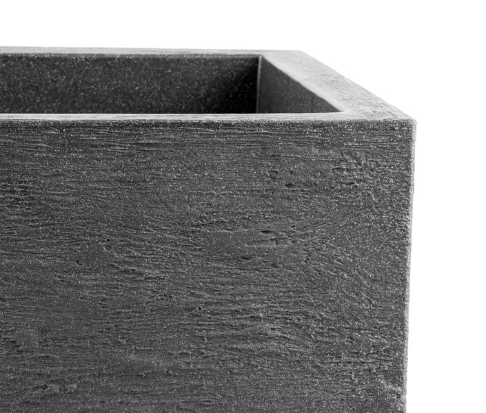 Pflanzkübel Kubus 50x50 cm groß - Granitstein-Optik in Anthrazit - Für Außen, frostsicher & wasserdicht - XXL Pflanztopf, Blumenkübel, Blumentopf für Terrasse & Balkon