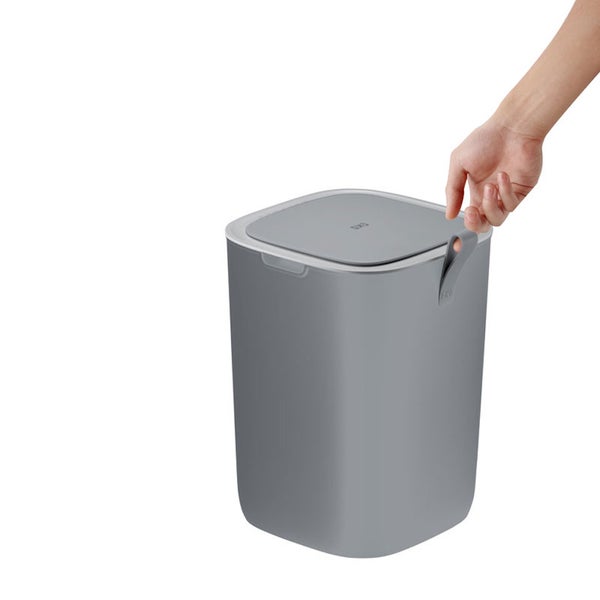 PROREGAL Moderner Quadratischer Abfalleimer Mit Smart Sensor 12 Liter HxBxT 33,7 x 35 x 25 cm Grau