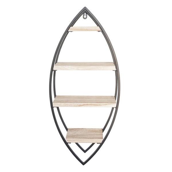 Wandregal oval mit 4 Holzböden – 36x80cm