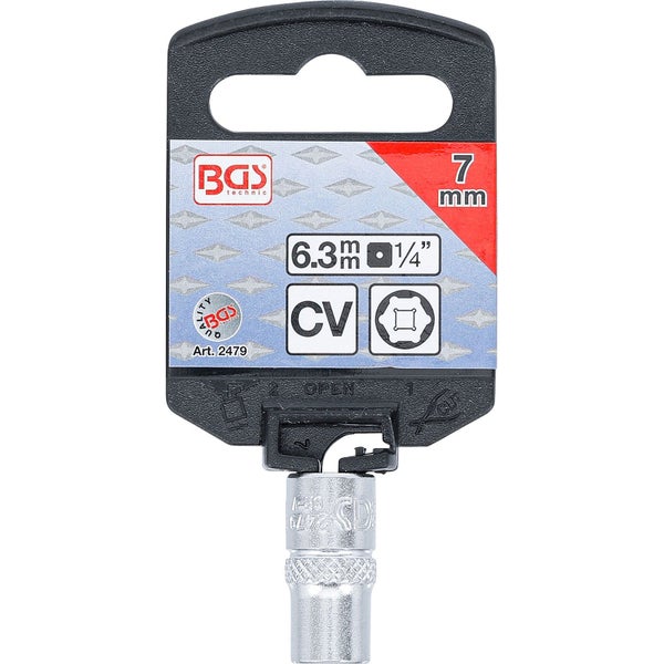 BGS Steckschlüssel-Einsatz Sechskant Antrieb Innenvierkant 6,3 mm (1/4) SW 7 mm - 2479