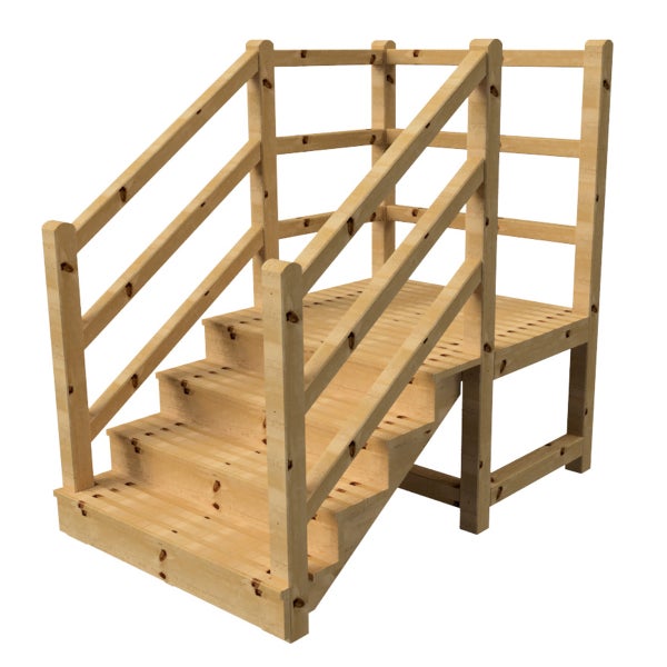 Holztreppe mit Geländer für den Garten