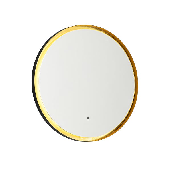 Runder Spiegel mit Beleuchtung und goldenem Rahmen