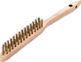 Drahtbürste mit Holzgriff und Messingborsten zur Reinigung von Oberflächen