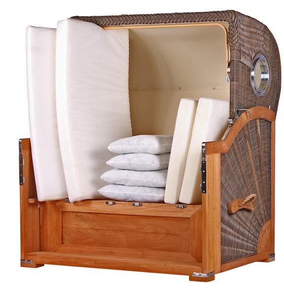 Strandkorb Westerland Teak Bullauge PE grey Dessin 513